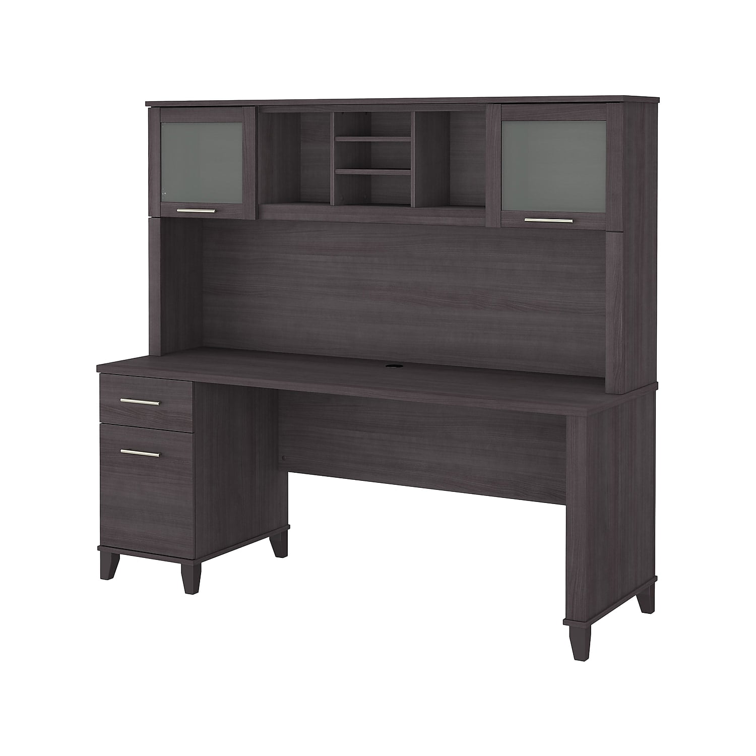 Bush Furniture Somerset 72W Office Desk with Drawers and Hutch in Storm