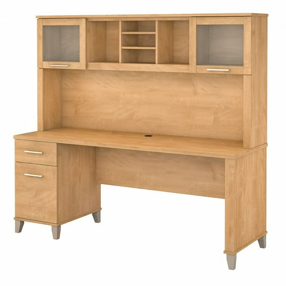 Bush Furniture Somerset 72W Office Desk with Hutch in Maple Cross