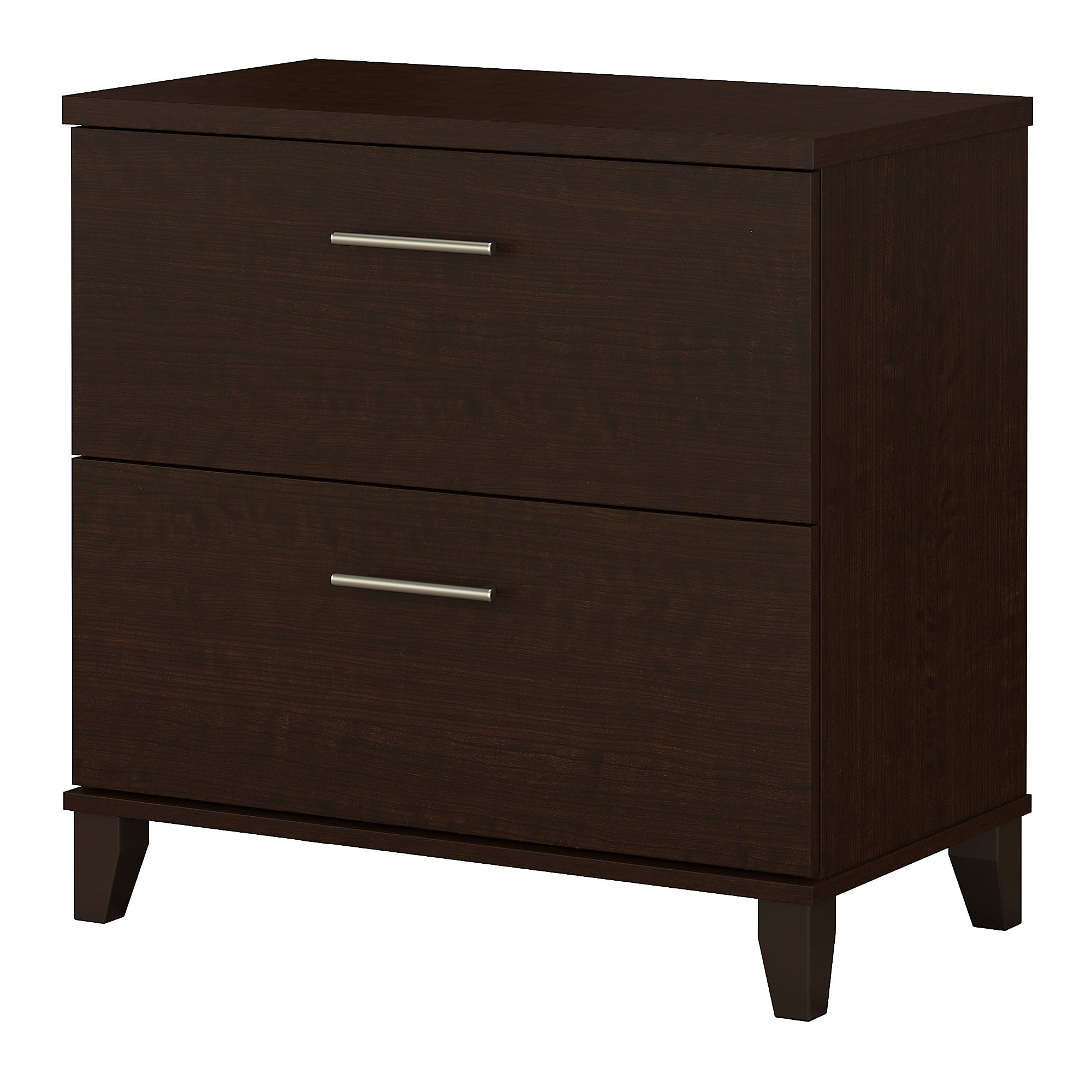 Mocha Cherry 2-Drawer Lateral Filing Cabinet with Metal Handles