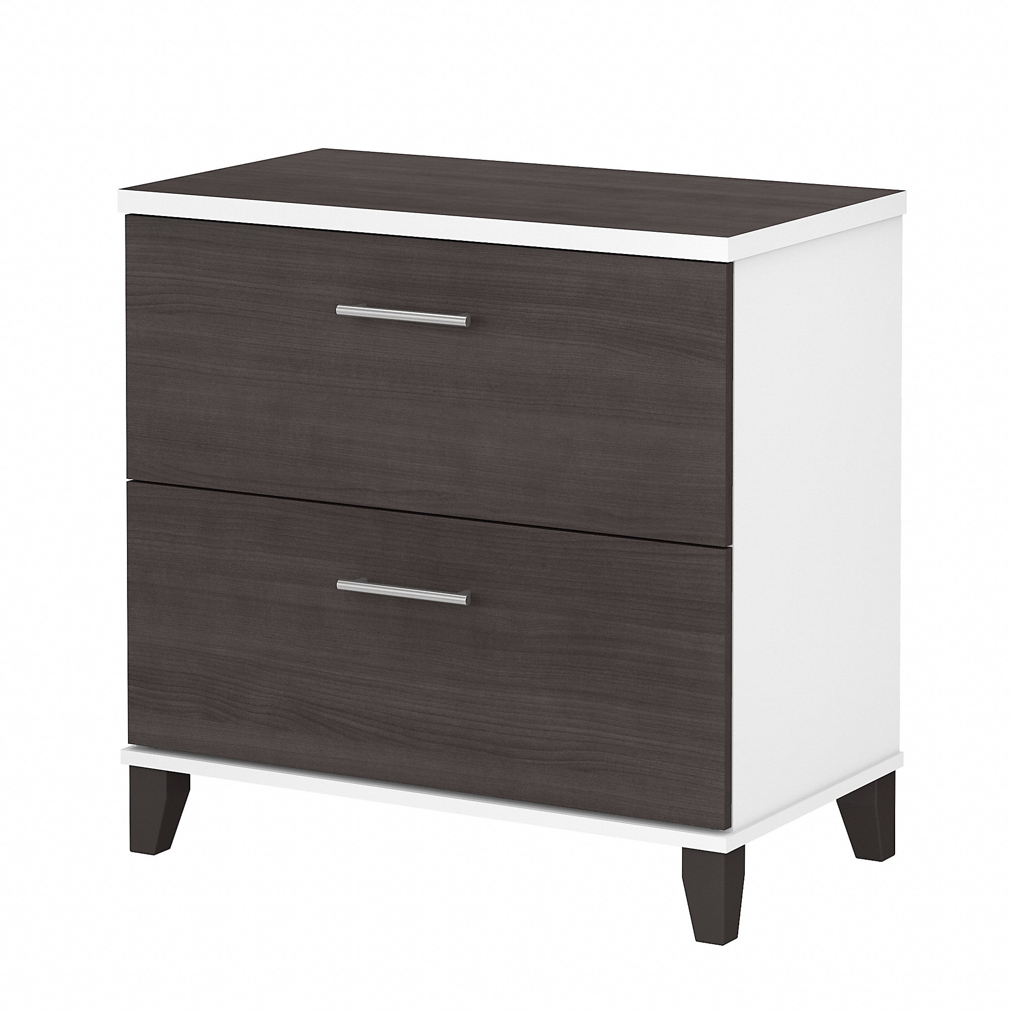 Bush Furniture Somerset Lateral File Cabinet, 2 Drawer, Storm Gray & White