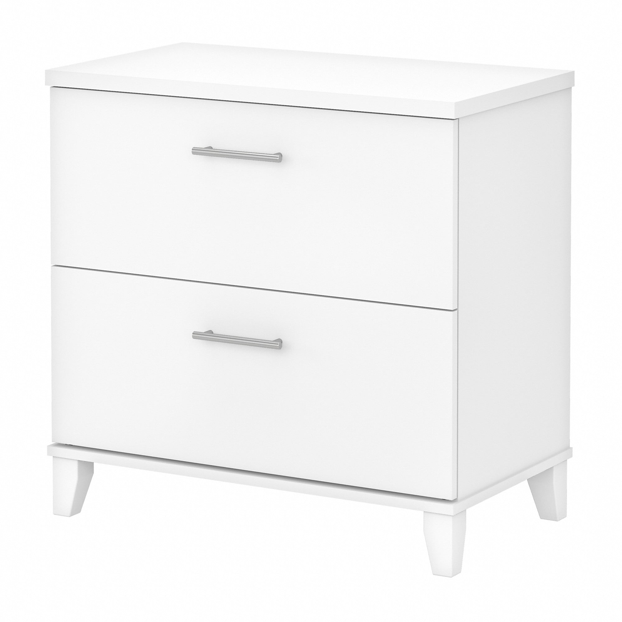 White Transitional 2-Drawer Mobile Lateral Filing Cabinet