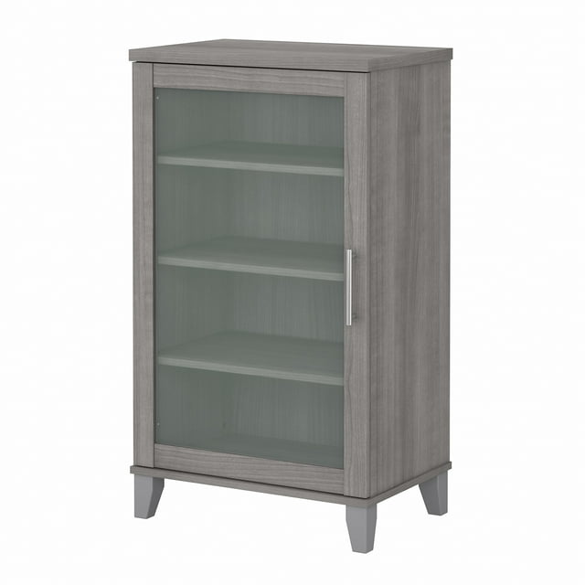 Bush Furniture Somerset Media Accent Cabinet with Door in Platinum Gray