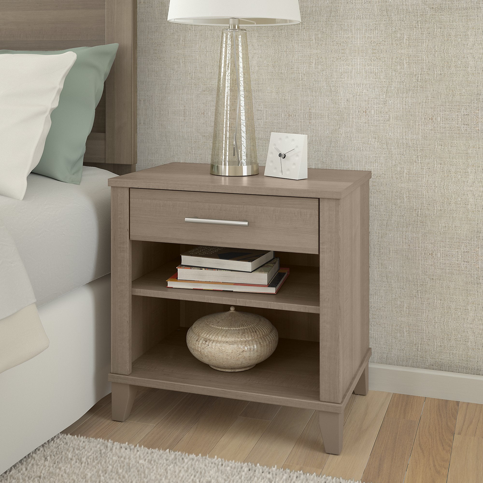 Bush Furniture Somerset Modern Bedroom Nightstand in Ash Gray