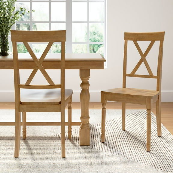 Bush Furniture Sterling Cross Back Dining Chairs - Set of 2 in Natural Honey Brown