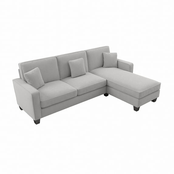Bush Furniture Stockton Sectional Couch with Reversible Chaise by Light Gray Microsuede Fabric