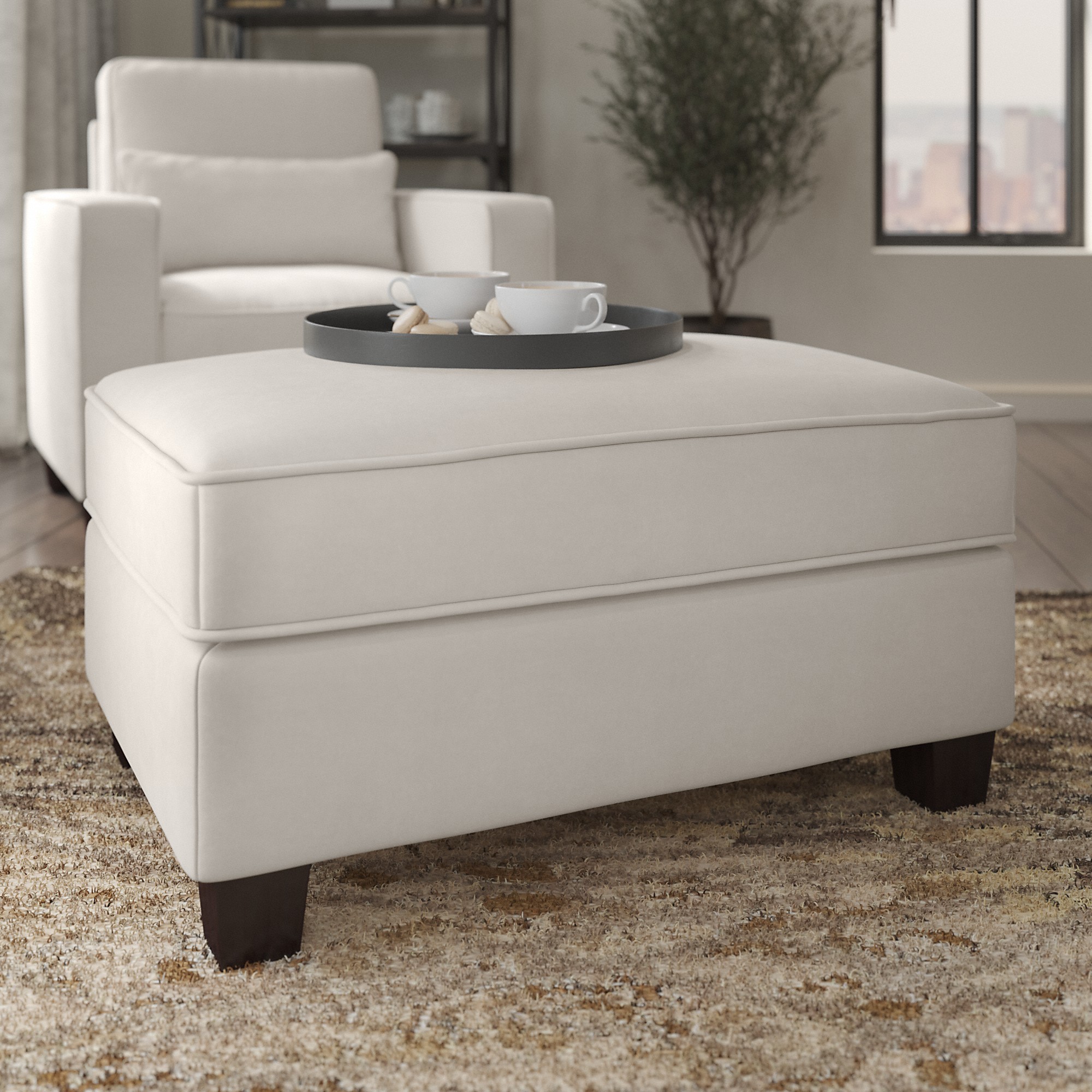 Avenue 6 Office Star MET804VPB7 Vinyl Storage Ottoman in Blue