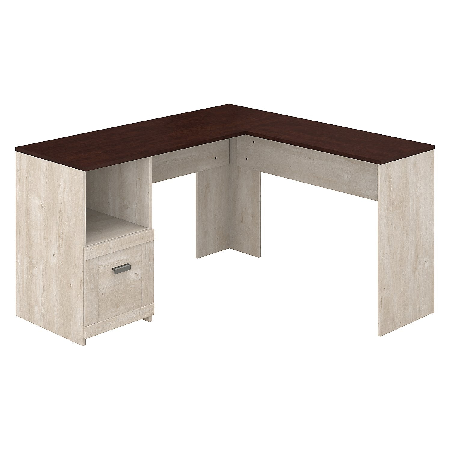 Bush Furniture Townhill 54W L Shaped Desk in Washed Gray and Madison