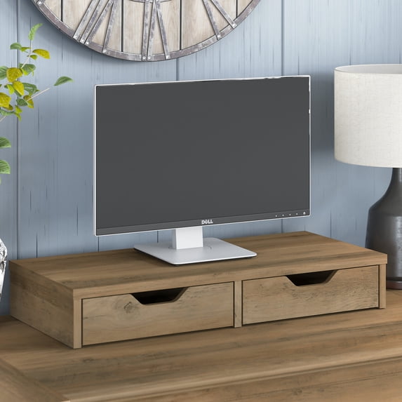 Bush Furniture Universal Desktop Organizer with Drawers in Reclaimed Pine