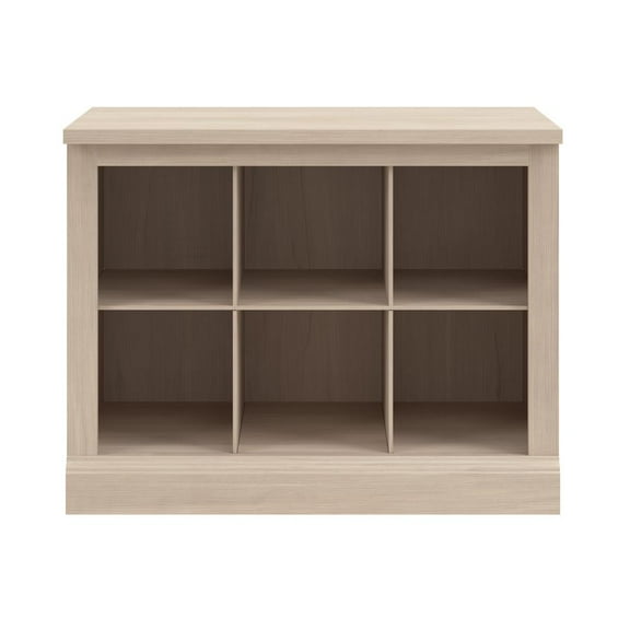 Bush Furniture Woodland 24W Small Shoe Bench with Shelves in White Washed Maple