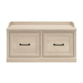 thumbnail image 1 of Bush Furniture Woodland 40W Shoe Storage Bench with Doors in White Washed Maple, 1 of 12