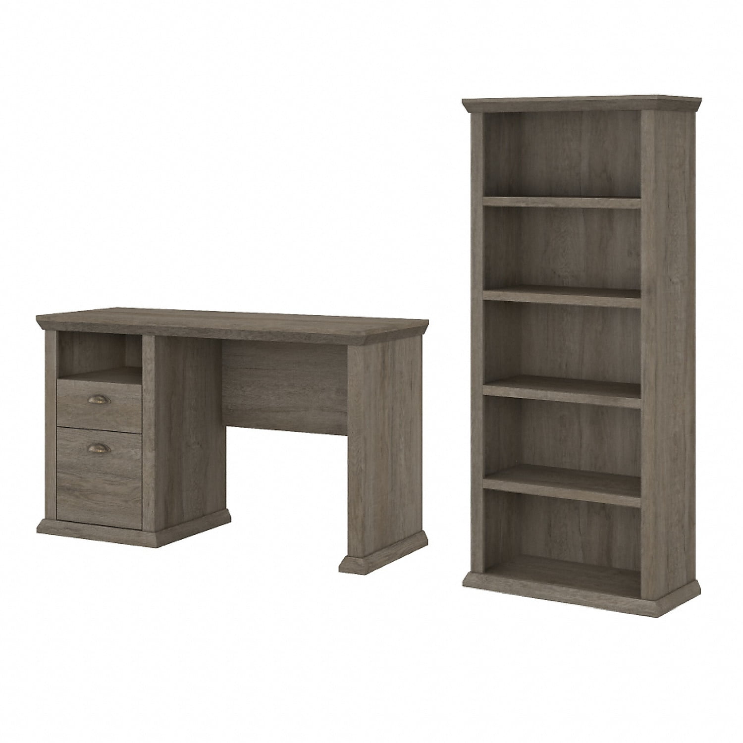 Bush Furniture Yorktown 50W Home Office Desk with 5 Shelf Bookcase