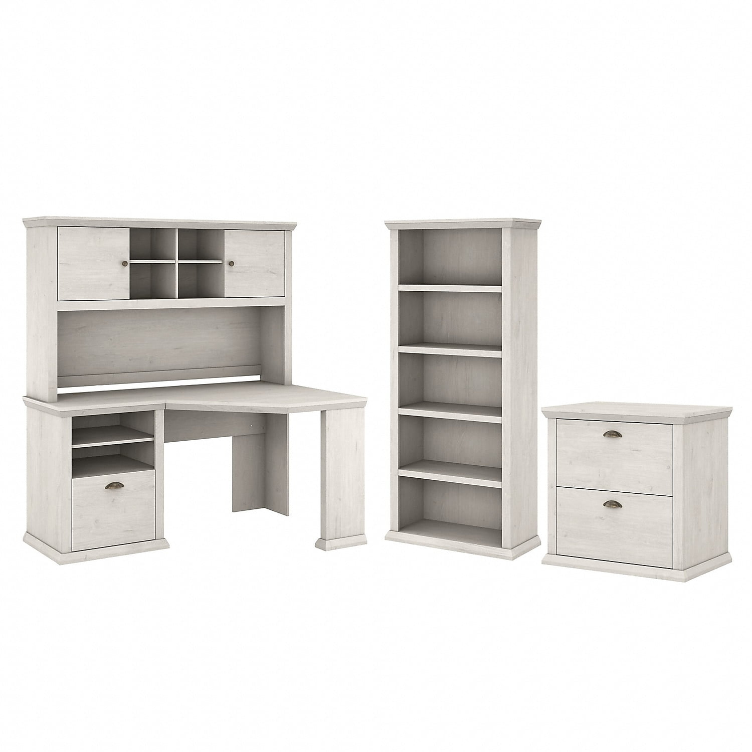 Bush Furniture Yorktown 60W Corner Desk with Hutch, Lateral File