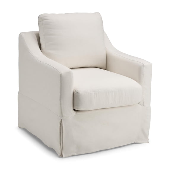 Harper Swivel Accent Chair with Slipcover - Ivory Basketweave Fabric