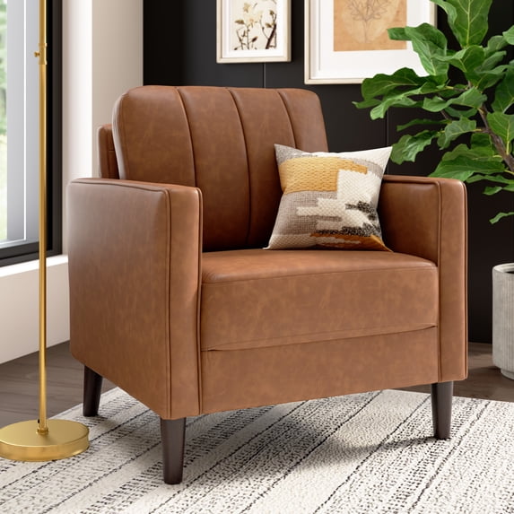 Bush Home Max 32W Accent Chair in Buffed Camel Vegan Leather