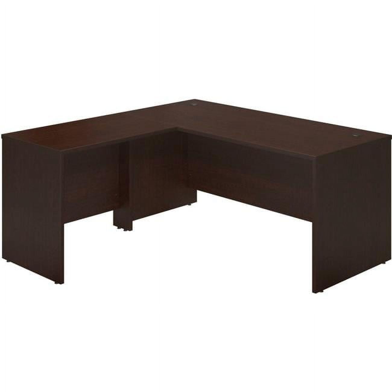 Mocha Cherry L-Shaped Executive Desk with Drawer, 66"W