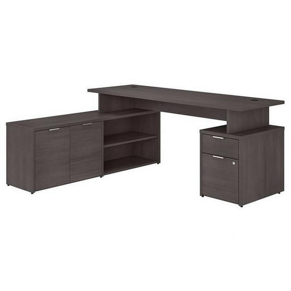 Bush Jamestown 72W L Shaped Desk with Drawers in Gray - Engineered Wood
