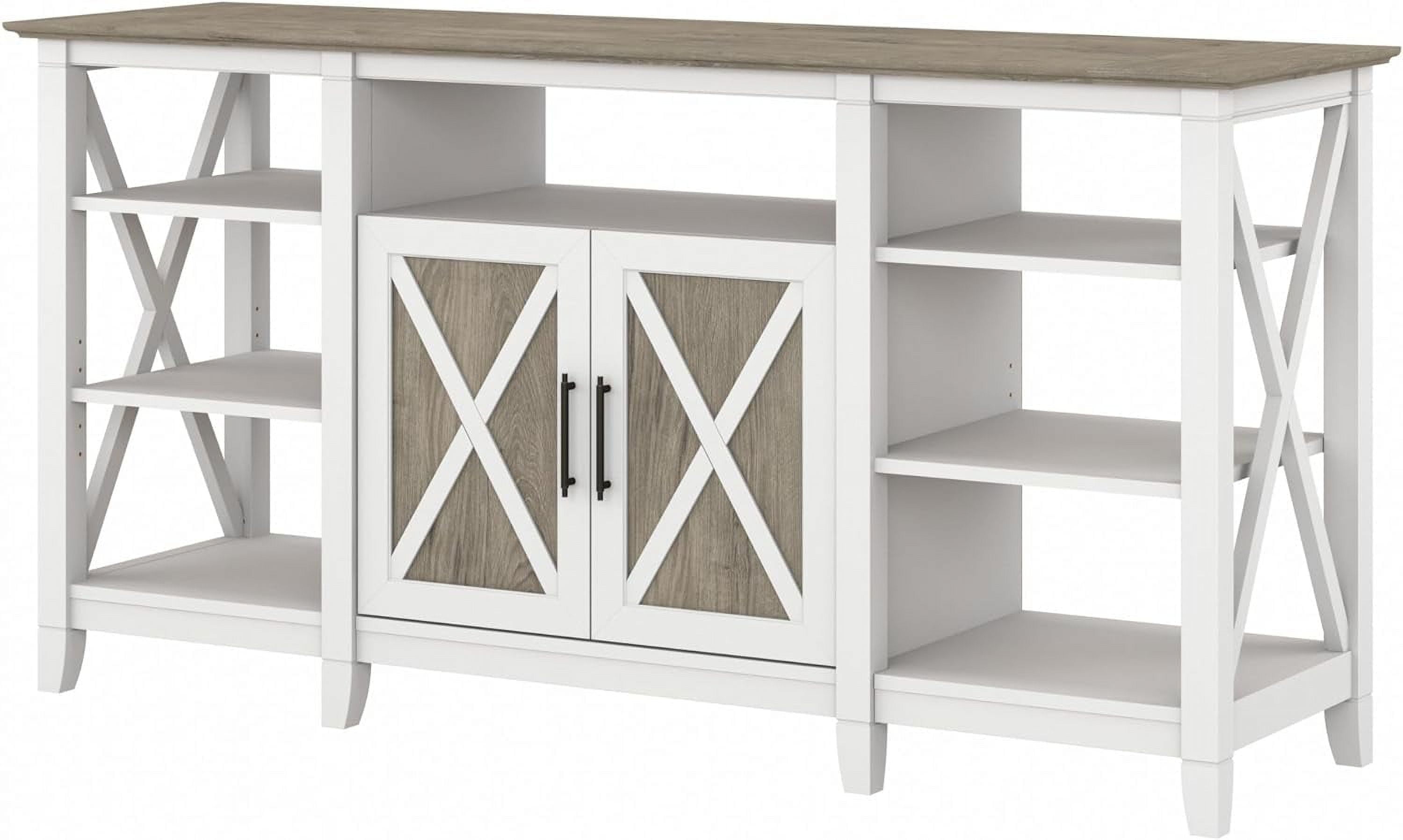 Key West Transitional 60'' Shiplap Gray and Pure White TV Stand with Cabinet