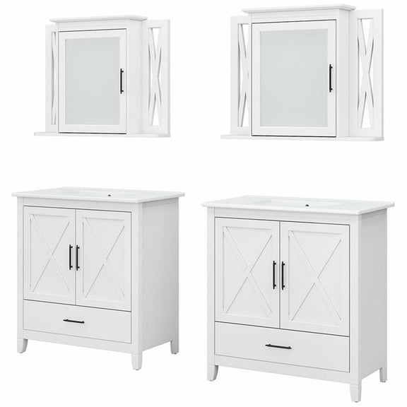 Bush Key West Engineered Wood Double Vanity Set with Sinks in White Ash