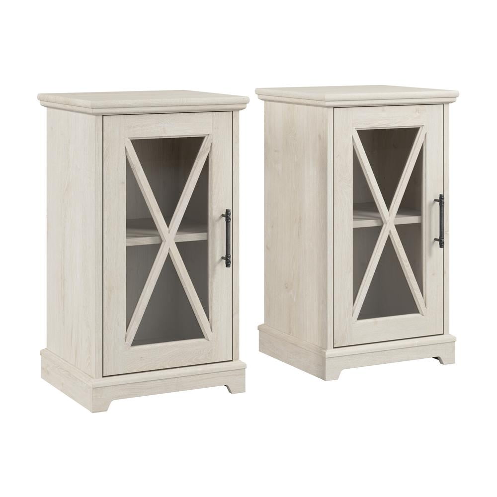Lennox White Oak Farmhouse End Tables with Storage, Set of 2