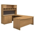 thumbnail image 1 of Bush Light Oak 72W x 36D Bowfront Desk in LH U-Station w Hutch and Lat File SRC005LOLSU, 1 of 6