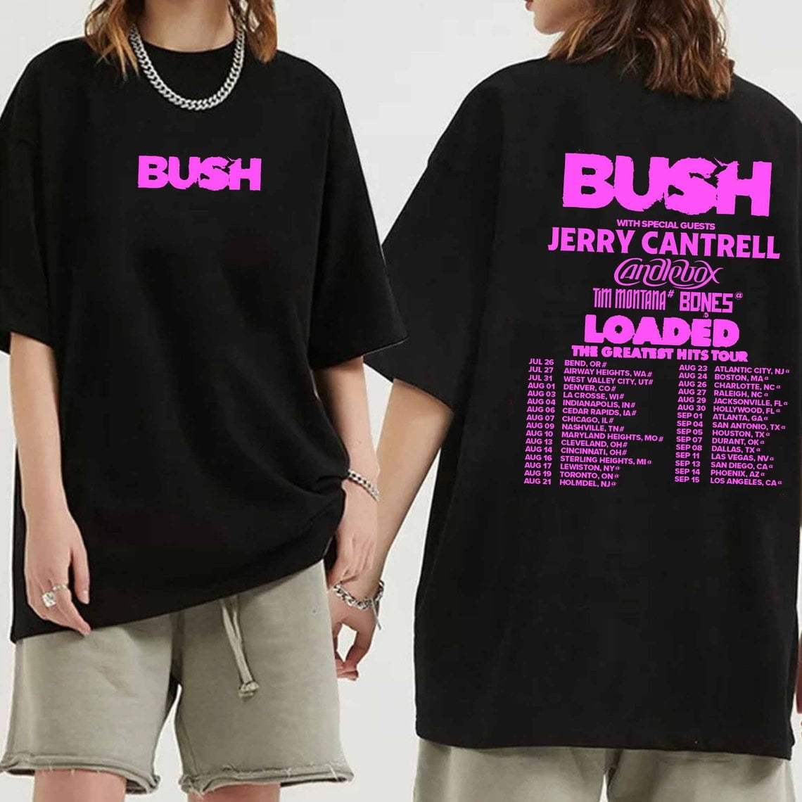 Meraki.NAT Bush Loaded The Greatest Hits Tour 2024 Double Sided Unisex T Shirt Bush 2024 Tour Shirt Bush Band Fan Shirt Adult Unisex Size 2XL