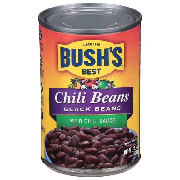Bush MILD BLACK CHILI BEANS 15.5 oz, Pack of 1