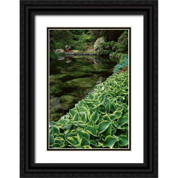 Bush, Marie 11x14 Black Ornate Wood Framed with Double Matting Museum Art Print Titled - Canada, BC, Victoria Beautiful Garden Scenic