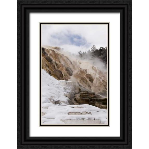 Bush, Marie 13x18 Black Ornate Wood Framed with Double Matting Museum Art Print Titled - Wyoming, Yellowstone Mammoth Hot Springs scenic