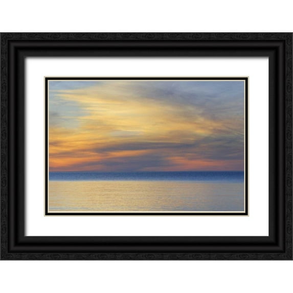Bush, Marie 14x11 Black Ornate Wood Framed with Double Matting Museum Art Print Titled - Michigan, Upper Peninsula Lake Superior sunset