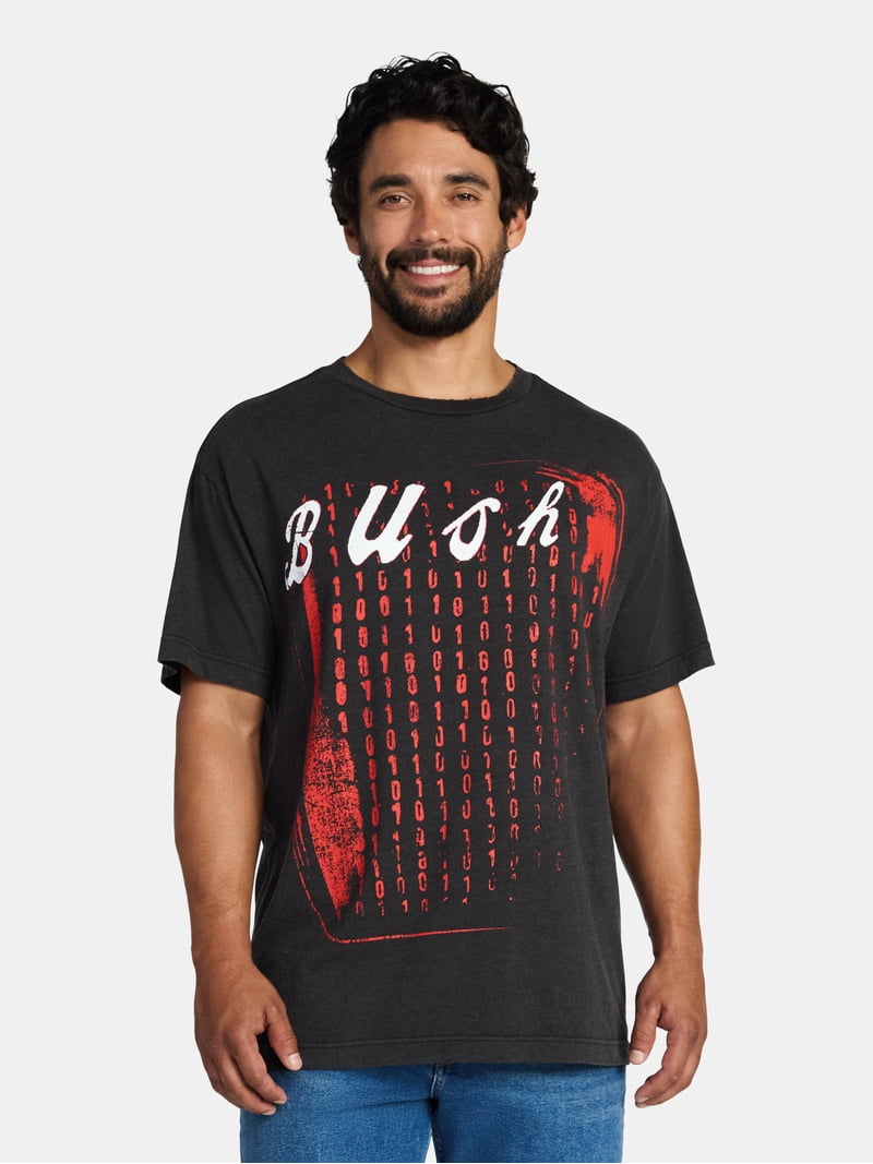 Bush Men's and Big Men's Boxy Fit Graphic Band Tee Shirt, Sizes XS