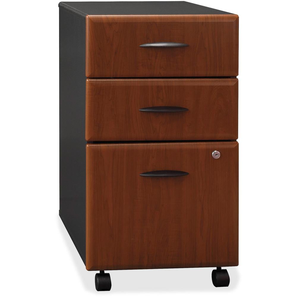 Hansen Cherry and Black 3-Drawer Lockable Mobile File Cabinet