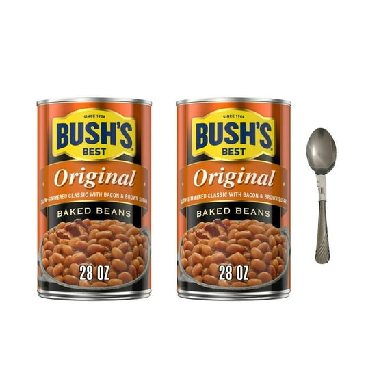 Bush Original Baked Beans, Canned Beans, 28 oz Can Pack of 1 With Spoon