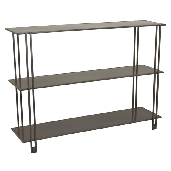 Bush Plant Display Stand, Modern 3 Tier Gray Metal Finish, 32 Inch