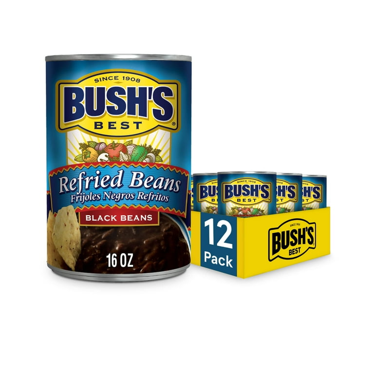 Bush,S Best 16 Oz Canned Black Refried Beans, Source Of Plant 
