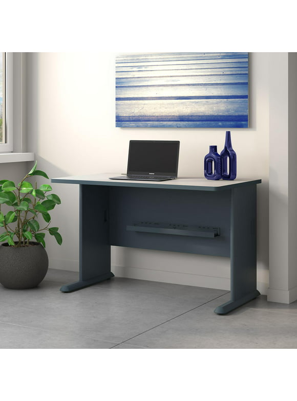 Bush Series A 48W Wood Office Desk in Slate and White Spectrum