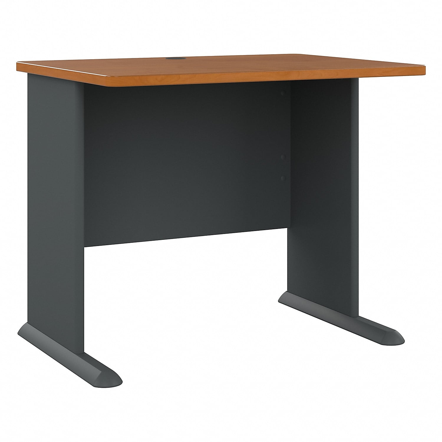 Cherry Slate Executive Desk with Cable Management and Filing Cabinet