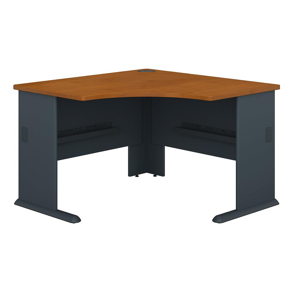 Natural Cherry & Slate Contemporary Corner Desk with Cable Management