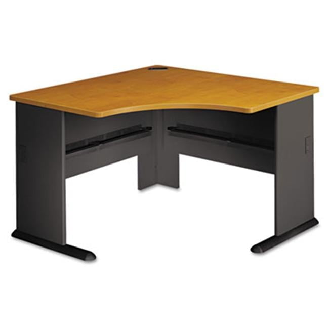 Natural Cherry & Slate Contemporary Corner Desk with Cable Management