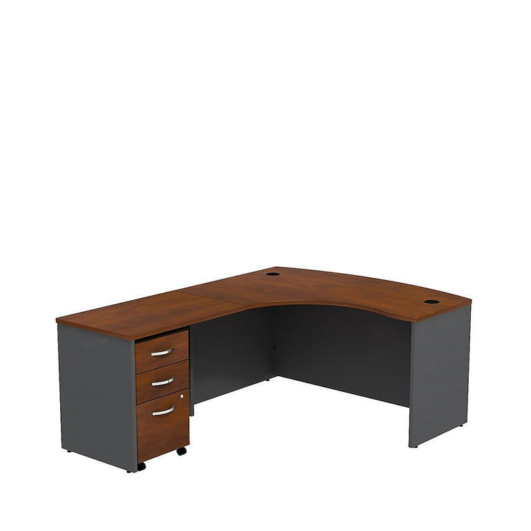 Business Office Pro Left Handed L-Shaped Desk with 3-Drawer Mobile Pedestal  in Hansen Cherry