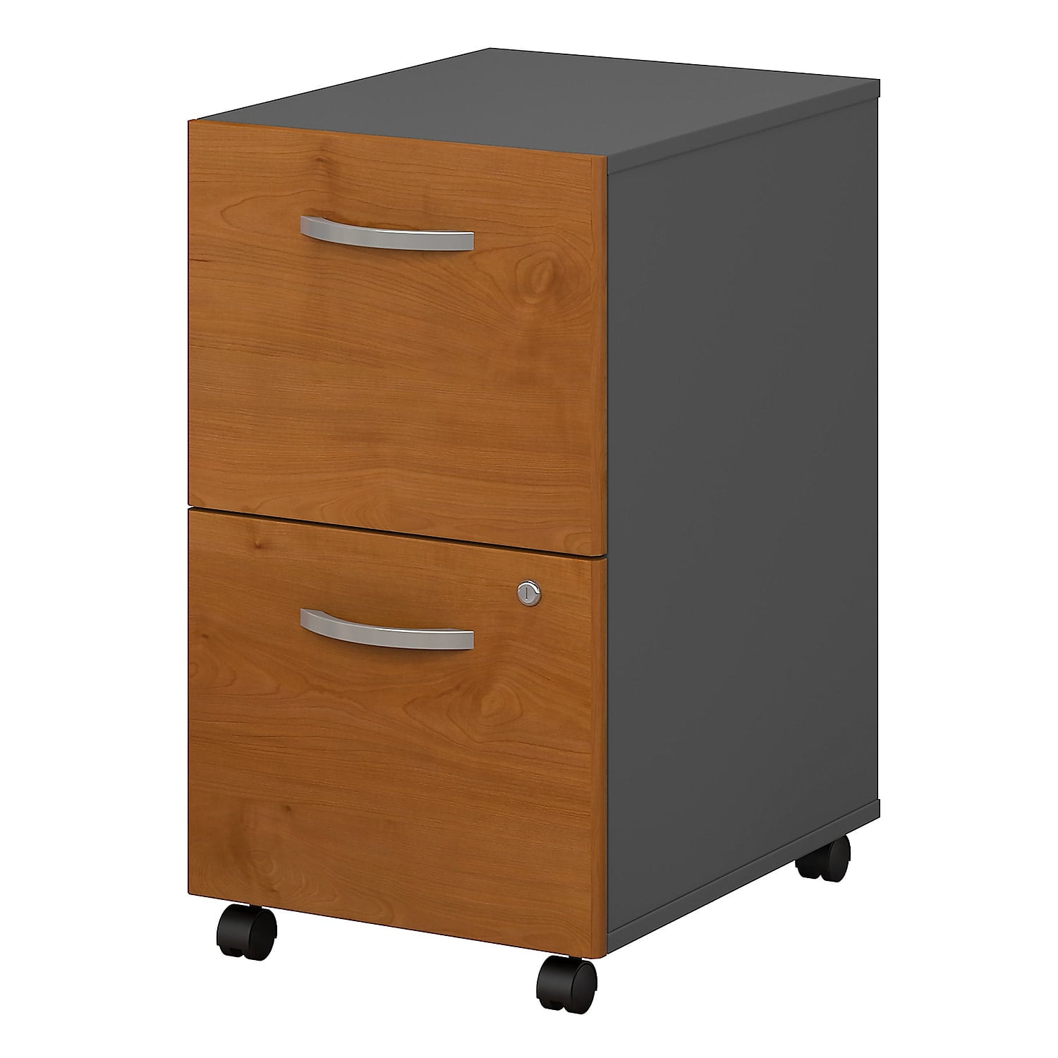 Natural Cherry 2-Drawer Lockable Mobile Filing Cabinet