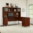 thumbnail image 1 of Bush Somerset 72 in L Desk with Hutch, Keyboard Tray, File and Storage in Hansen Cherry, 1 of 4