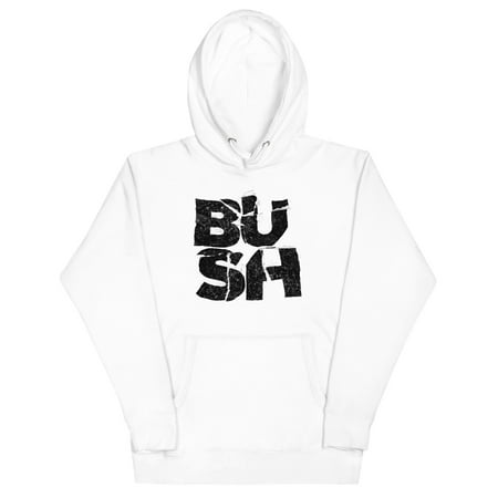 Bush Stacked Logo Classic Unisex Hoodie - White - Small