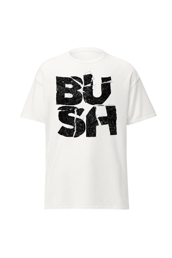 Bush Stacked Logo Jumbo Print Unisex T-Shirt - White - Small