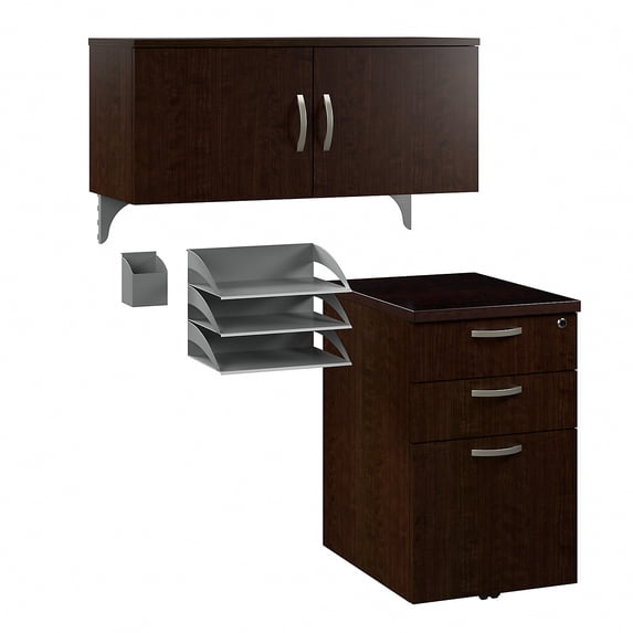 Bush BSHWC3689003 31.5 x 20.1 x 63 in. Furniture Office in an Hour Storage & Accessory Kit - Mocha Cherry