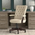 thumbnail image 1 of Bush Yorktown Transitional Faux Leather Office Chair with Arms in Antique White, 1 of 3
