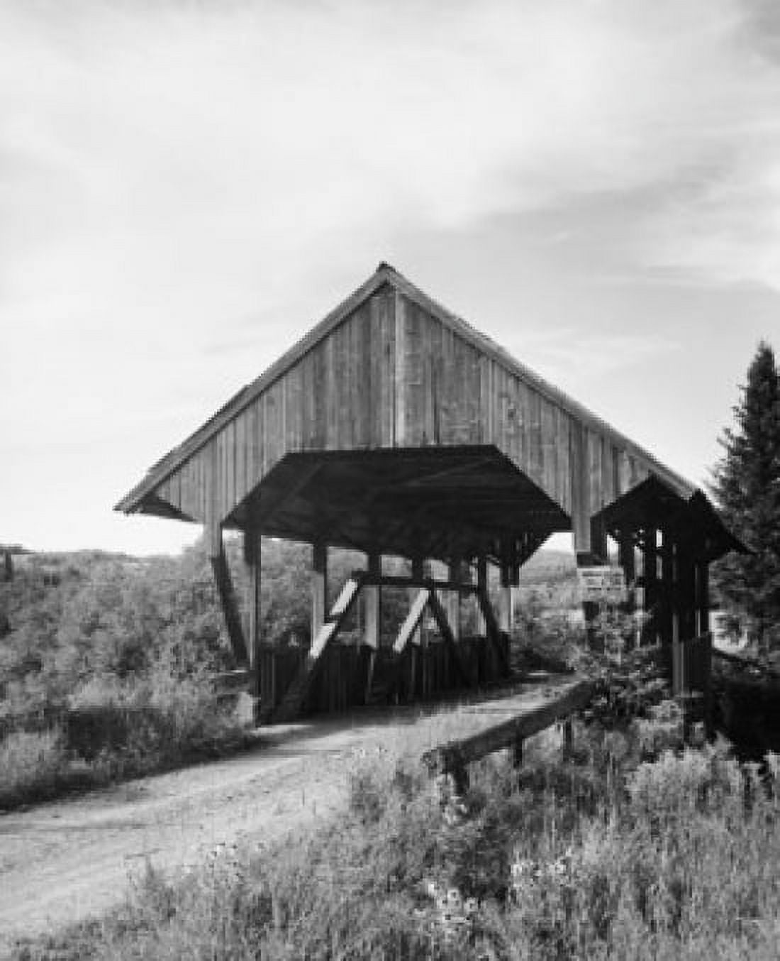 Bush near a covered bridge Canvas Art - (24 x 36)