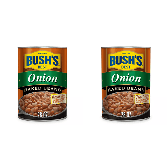 Bush's Best Baked Beans with Onion 28 oz Pack of 2 - Onion Baked Beans,Multi-Pack, Onion Flavor, Side Dish, BBQ