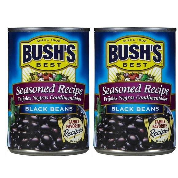 Bush's Best Black Beans, Seasoned Recipe, 15 oz, Pack of 2