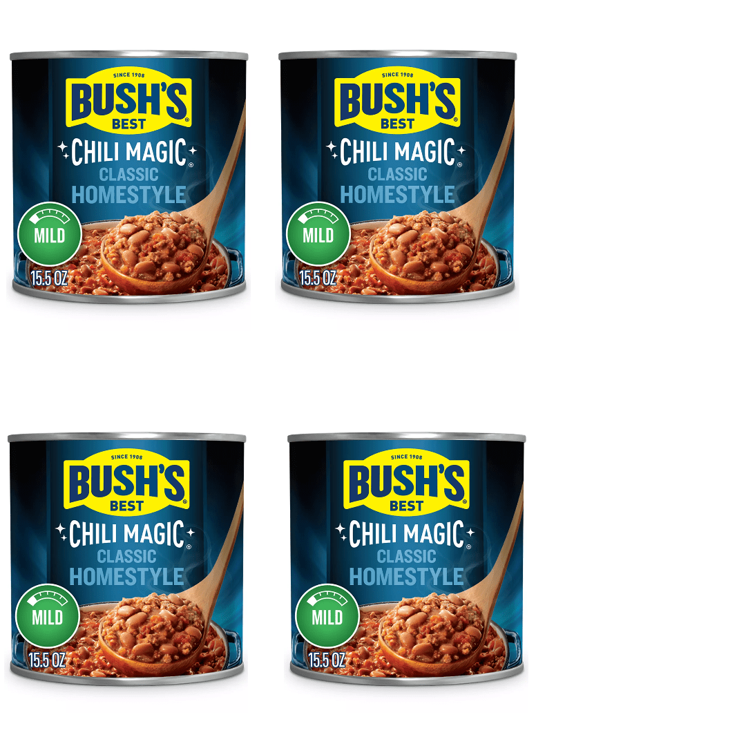 Bush's Best Chili Magic Classic Homestyle Mild Chili Starter 15.5 oz Pack of 4 - Classic Homestyle Mild Chili Starter, Multi-Pack, Chili Starter, Mild Spice, Homestyle