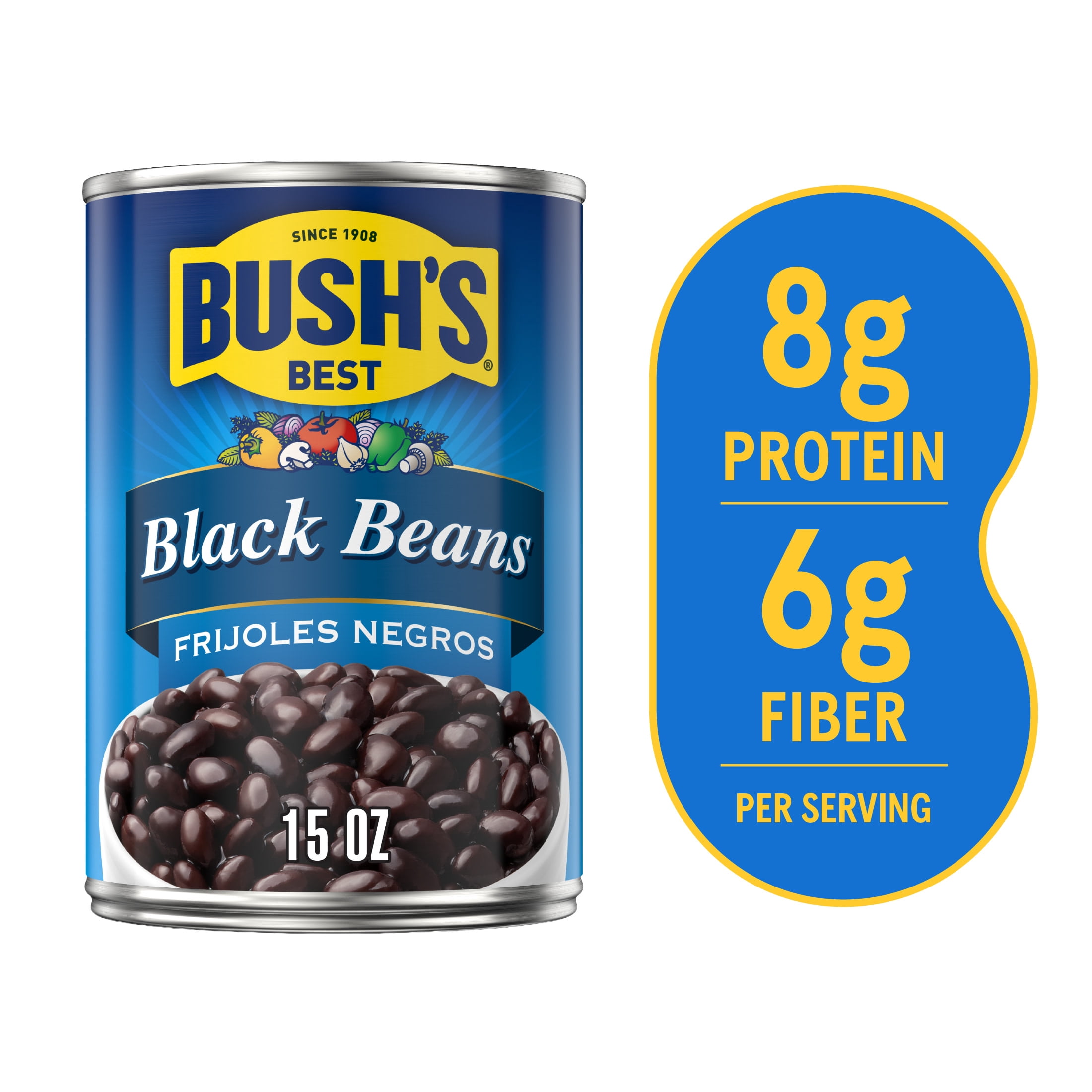 black beans ケース BUSH'S, Black Beans, Canned, 15 oz, Versatile, Gluten Free
